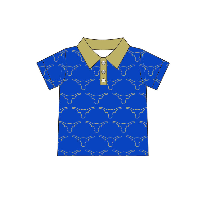 MOQ 5 pcs short sleeves blue kids boys team polo shirt