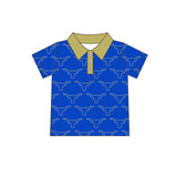 MOQ 5 pcs short sleeves blue kids boys team polo shirt