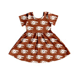 MOQ 5 short sleeves wolf kids girls team dresses