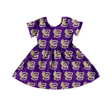 MOQ 5 short sleeves purple kids girls team dresses