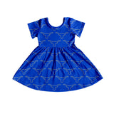 MOQ 5 short sleeves blue kids girls team dresses