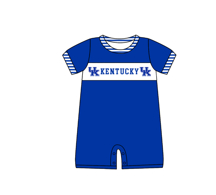 MOQ 5 pcs blue short sleeves UK baby boys team romper