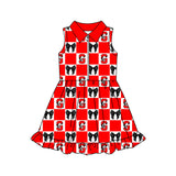 MOQ 5 pcs sleeveless red S plaid bow girls team athletic dress