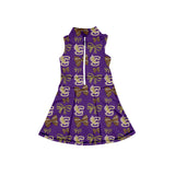 MOQ 5 pcs sleeveless purple football bow girls team athletic dress