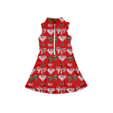 MOQ 5 pcs sleeveless red G R football bow girls team athletic dress
