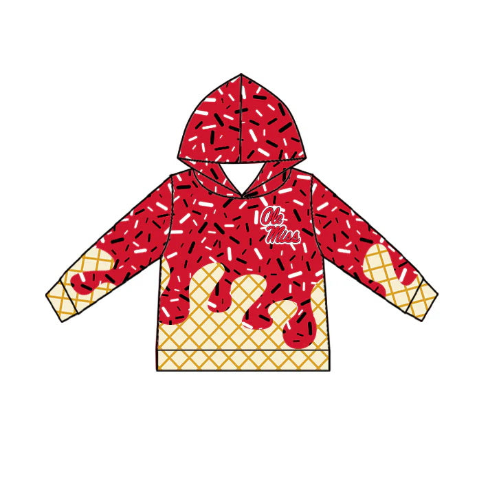 MOQ 3 pcs O M ice cream sprinkle toddler kids team hoodie
