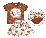 MOQ 5 pcs wolf bleached top skorts kids girls team outfits