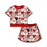 MOQ 5 pcs red G R bow football girls team active skirt set