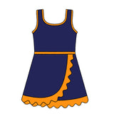 Sleeveless navy scallop team girls athletic dresses