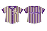 MOQ 5 pcs short sleeves purple stripe boy team button down shirt
