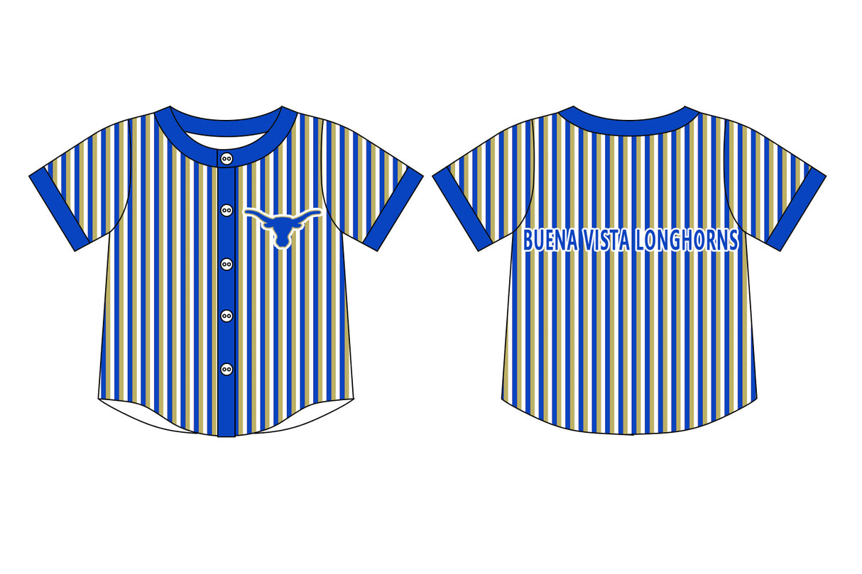 MOQ 5 pcs short sleeves blue stripe boy team button down shirt