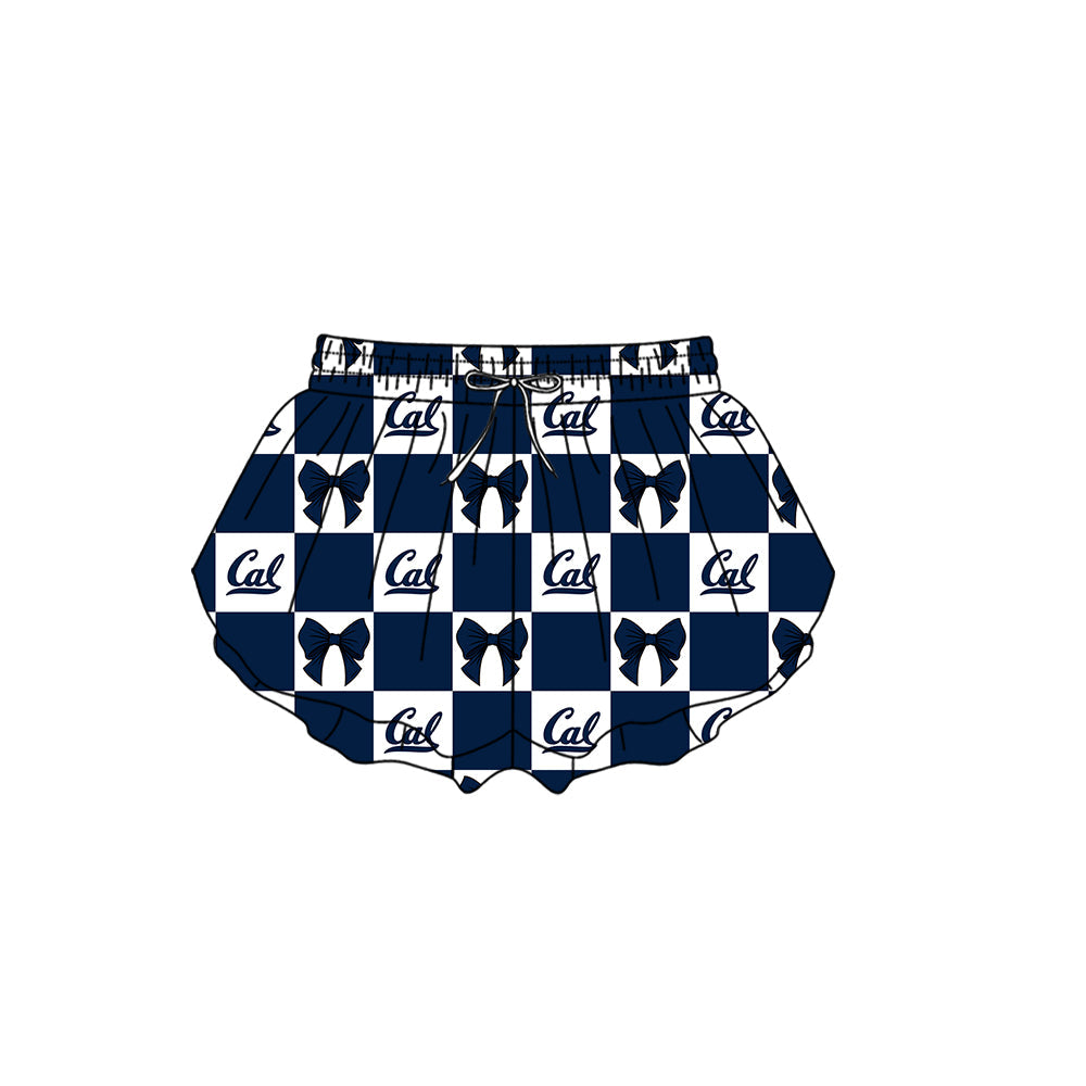 MOQ 5 pcs Plaid bow navy Cal kids girls team active summer shorts