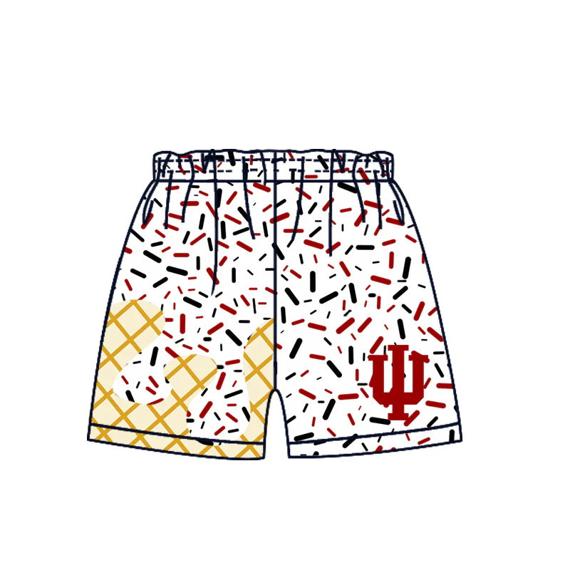 MOQ 3 pcs I red ice cream sprinkle boys team shorts