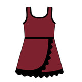 Sleeveless maroon black scallop kids girls team athletic dress