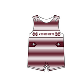 MOQ 5 pcs maroon stripe sleeveless M baby boys team romper