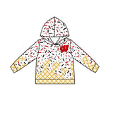 MOQ 3 pcs W red ice cream sprinkle toddler kids team hoodie