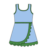 Sleeveless light blue green scallop girls athletic dress