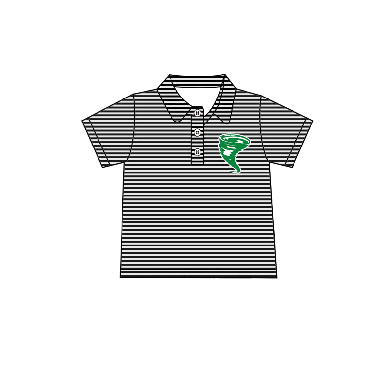 MOQ 3 pcs short sleeves black stripe Whirlwinds boys team polo shirt