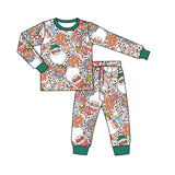 MOQ 5 santa gingerbread long sleeves boy Christmas pajamas