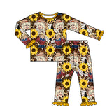 MOQ 5 sunflower singer long sleeves girls pajamas