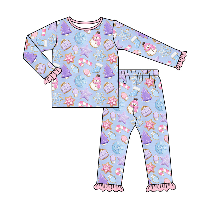 MOQ  5 lavender snowman gift girls Christmas pajamas