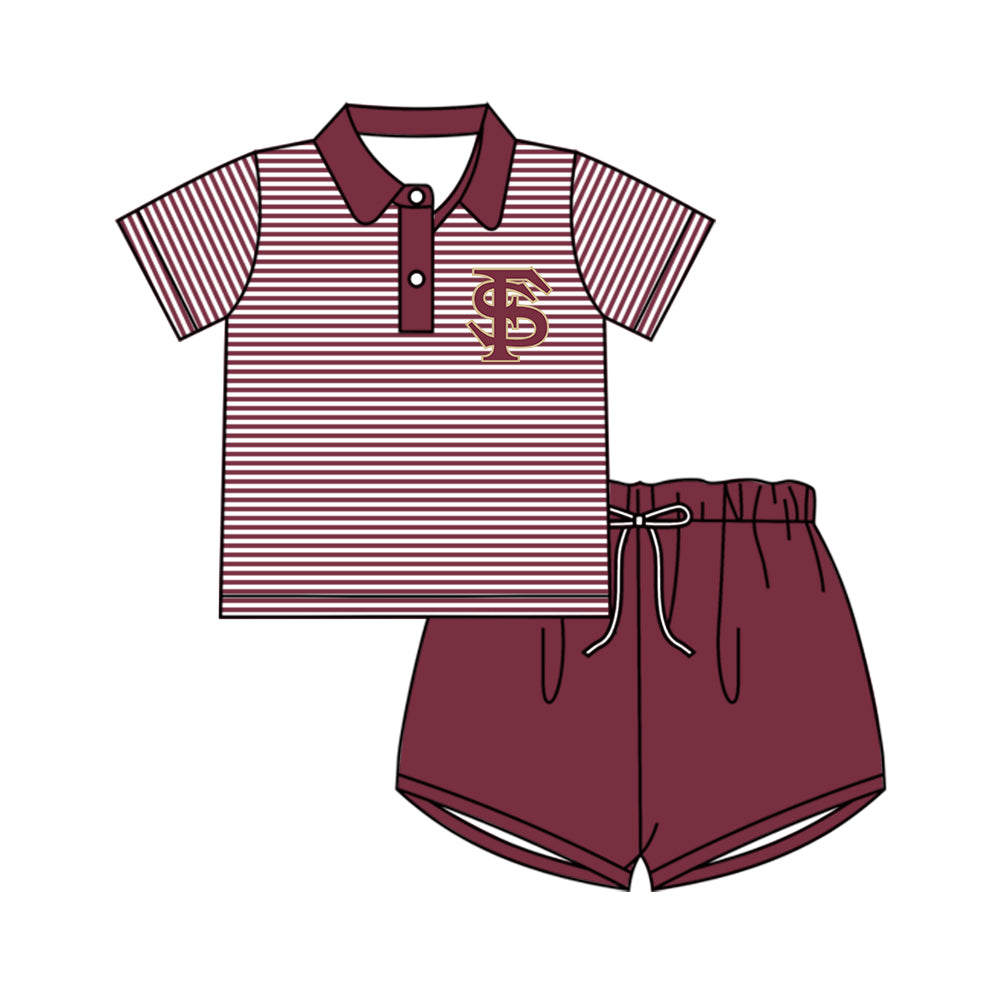 Deadline July 10 S F maroon stripe polo shirt boy team outfits