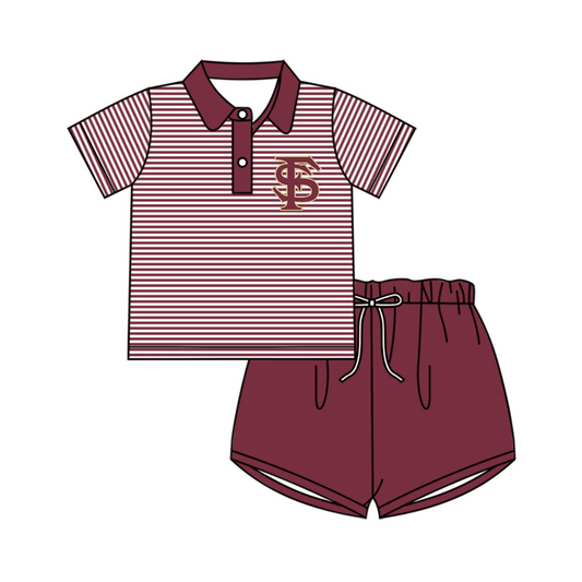 Deadline July 10 S F maroon stripe polo shirt boy team outfits