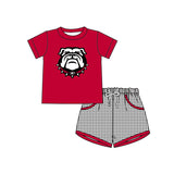Deadline June 19 red short sleeves G dog plaid boys team outfits