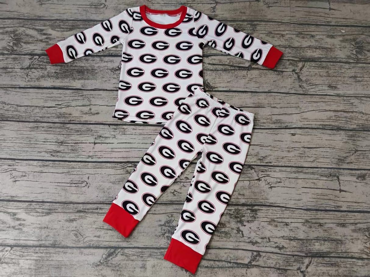 MOQ 3 pcs long sleeves red G kids boy team pajamas
