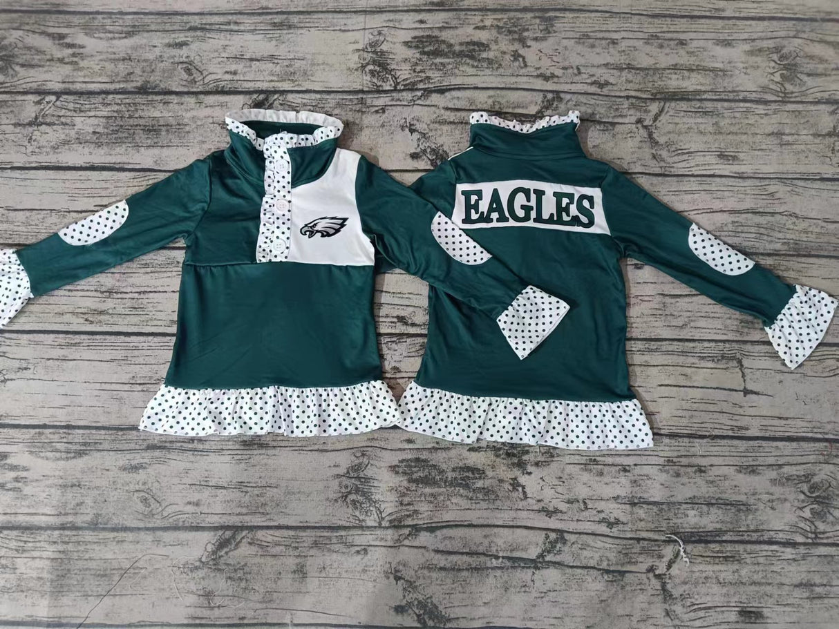MOQ 3 pcs eagle polka dots girls team pullover