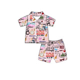 MOQ 3 pink pocket butterfly singer girls summer pajamas