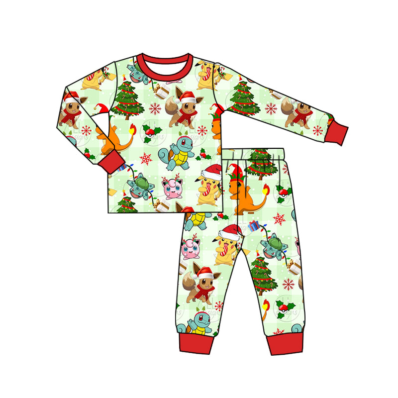 MOQ 5 Pplaid dinosaur Christmas tree boy pajamas