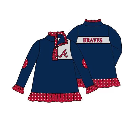 Deadline 22 Sept brave navy polka dots kids girls team pullover