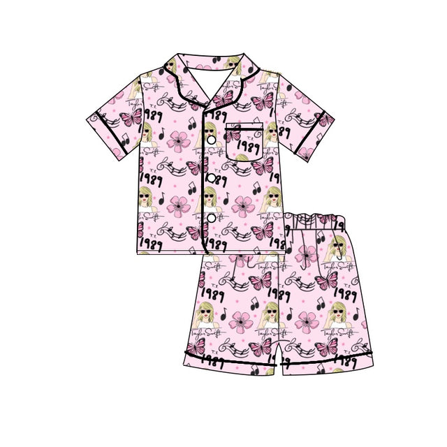 Pink Butterfly Pyjamas MOQ 3 pink butterfly flower music singer girls summer pajamas – Yawoo ...