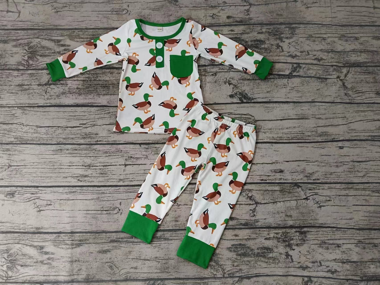 MOQ 3 pcs green pocket duck kids boy pajamas