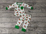 MOQ 3 pcs green pocket duck kids boy pajamas