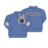 MOQ 3 pcs bear blue kids boy team pullover