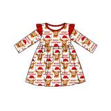 MOQ 5 red hat cow merry Christmas girls dresses
