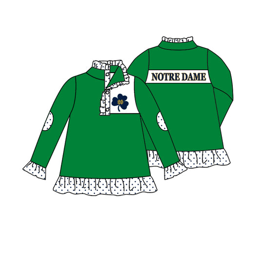 Deadline 22 Sept N D green polka dots kids girls team pullover