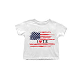 MOQ 3 White short sleeves I love flag singer girls shirt