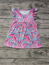 MOQ 3 watercolor flutter sleeves girls spring summer dress