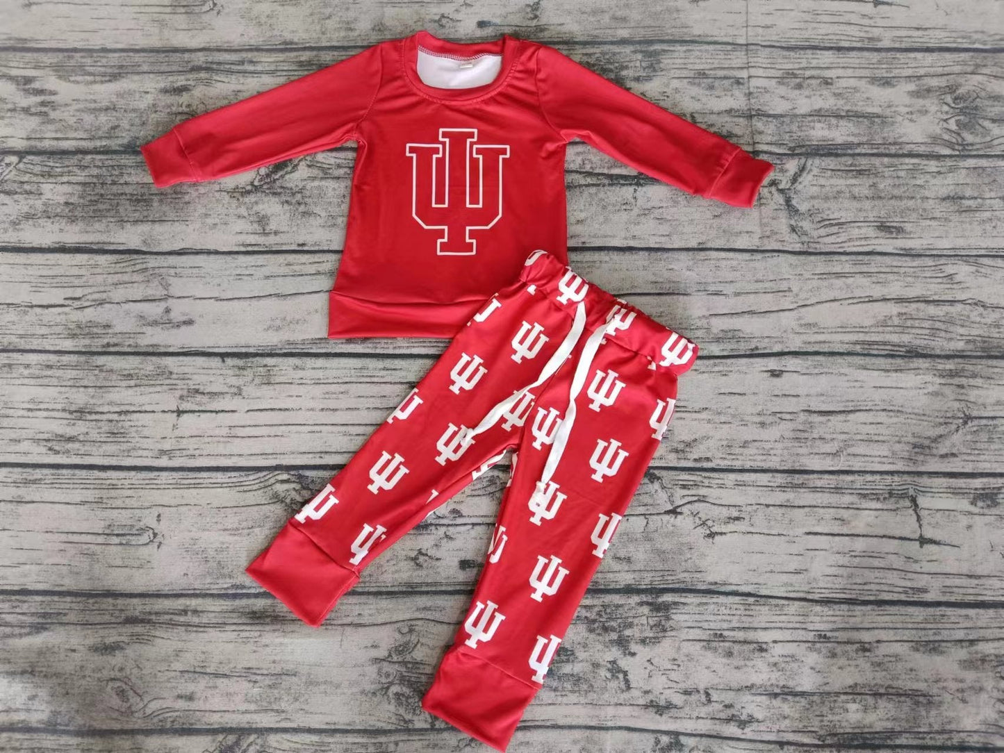 MOQ 3 Long sleeves I U baby kids team pajamas