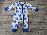 MOQ 3 pcs white U K long sleeves baby team zipper romper