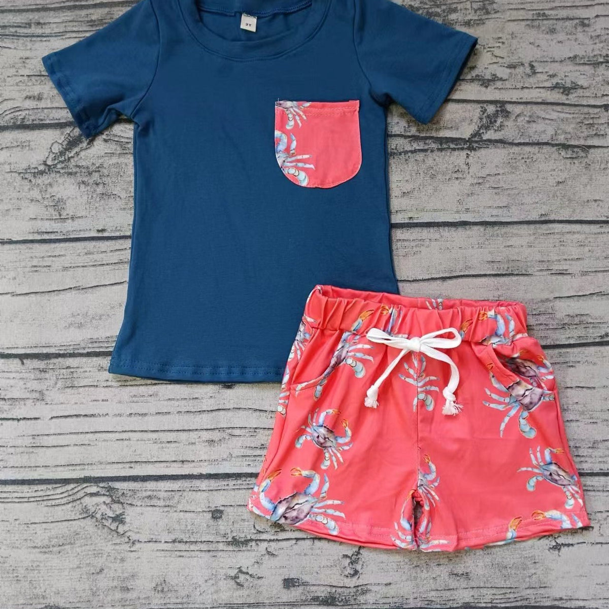 Moq 3 Blue Pocket Top Crab Shorts Boys Summer Outfits Yawoo Garment