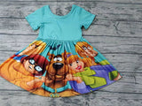 MOQ  3 short sleeves mystery dog baby girls dresses