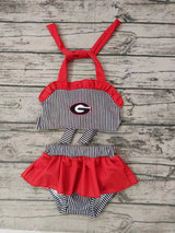 MOQ  3 G stripe kids girls two pieces team swimsuit