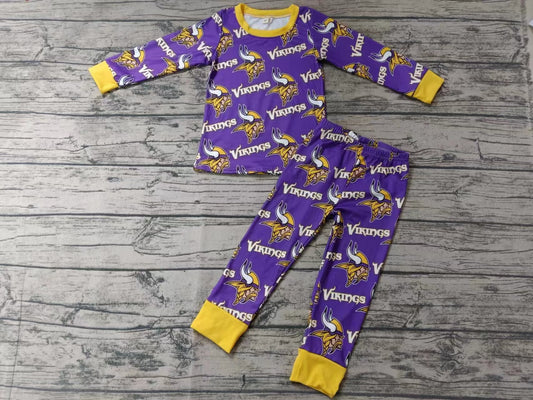 MOQ 3 pink long sleeves purple yellow V kids team pajamas