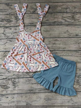 MOQ 3 pcs baseball floral tunic shorts girls clothing
