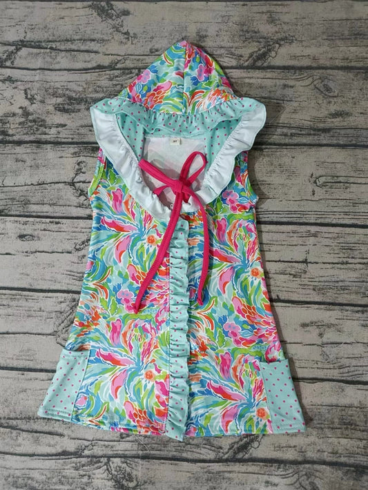 Deadline April 23 Watercolor floral pockets girls swimming coverup