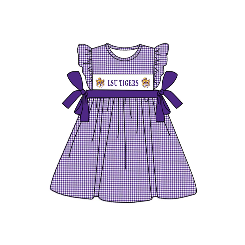 Deadline April 23 purple plaid tiger baby girls team dress